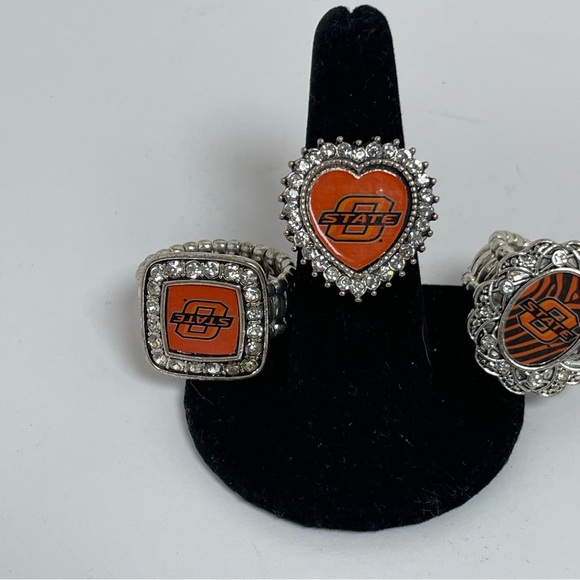 Oklahoma State University Silver, Black and Orange Stretch Rings - Picture 5 of 7